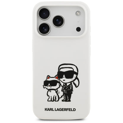 Futrola za Apple iPhone 17 Pro, Karl Lagerfeld, Sketch and Logo Karl & Choupette, Bela