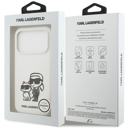 Futrola za Apple iPhone 17 Pro, Karl Lagerfeld, Sketch and Logo Karl & Choupette, Bela