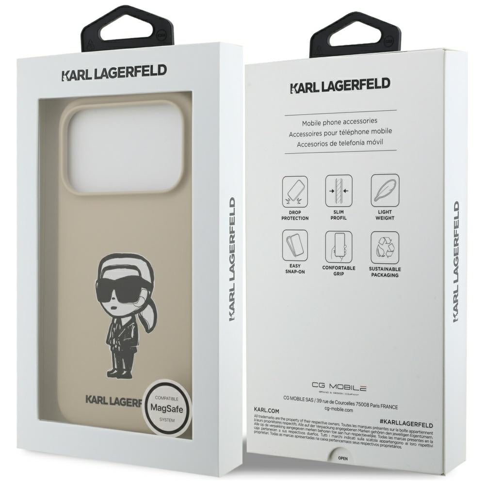 Futrola za Apple iPhone 17 Pro, Karl Lagerfeld, Sketch and Logo Karl, Braon