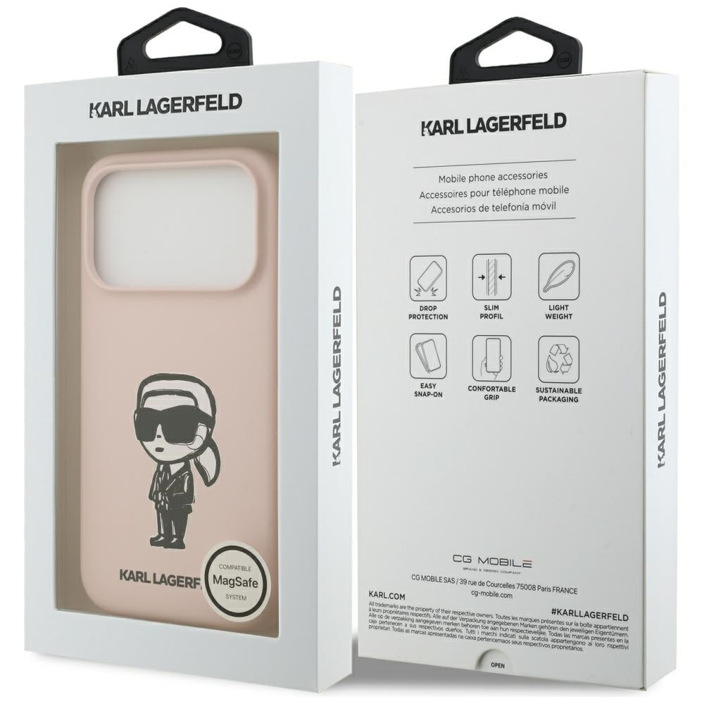 Futrola za Apple iPhone 17 Pro, Karl Lagerfeld, Sketch and Logo Karl, Roze