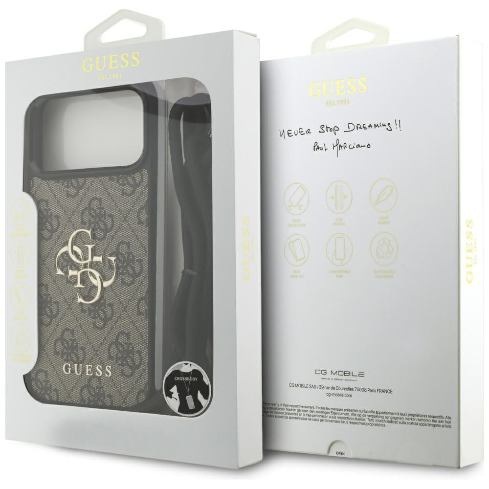Futrola za Apple iPhone 17 Pro Max, Guess, 4G CBDY Big Logo with Cord Strap, Braon