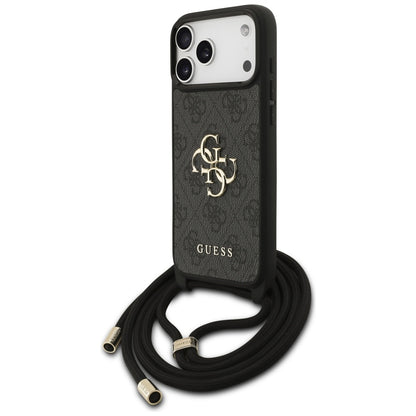 Futrola za Apple iPhone 17 Pro Max, Guess, 4G CBDY Big Logo with Cord Strap, Crna