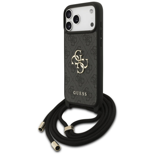 Futrola za Apple iPhone 17 Pro Max, Guess, 4G CBDY Big Logo with Cord Strap, Crna