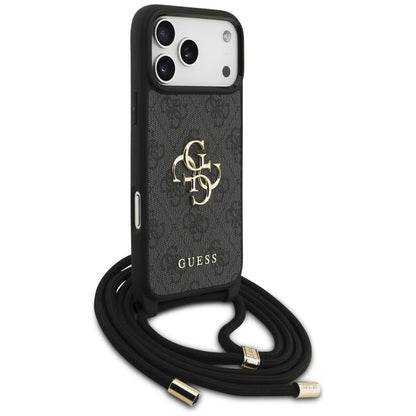 Futrola za Apple iPhone 17 Pro Max, Guess, 4G CBDY Big Logo with Cord Strap, Crna