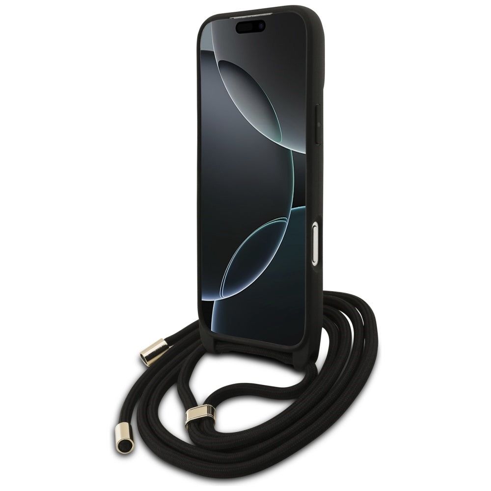 Futrola za Apple iPhone 17 Pro Max, Guess, 4G CBDY Big Logo with Cord Strap, Crna