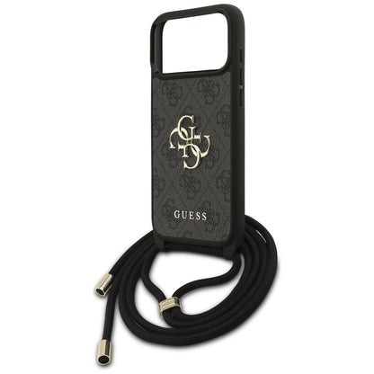 Futrola za Apple iPhone 17 Pro Max, Guess, 4G CBDY Big Logo with Cord Strap, Crna