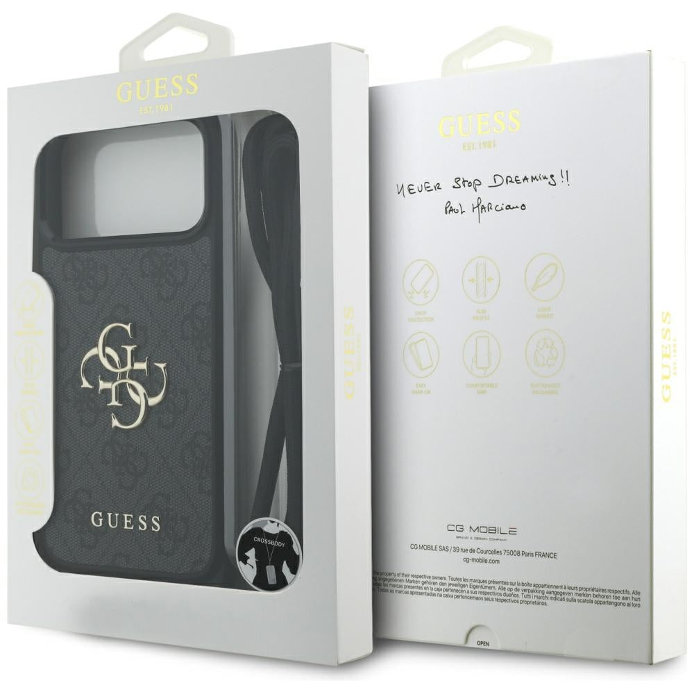 Futrola za Apple iPhone 17 Pro Max, Guess, 4G CBDY Big Logo with Cord Strap, Crna
