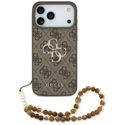Futrola za Apple iPhone 17 Pro Max, Guess, 4G Classic Logo with Pearl Strap, Braon