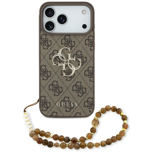 Futrola za Apple iPhone 17 Pro Max, Guess, 4G Classic Logo with Pearl Strap, Braon