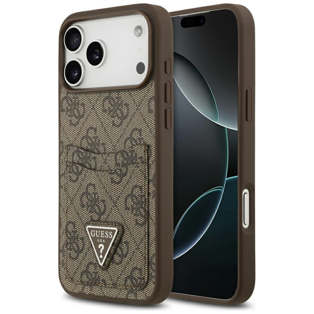 Futrola za Apple iPhone 17 Pro Max, Guess, 4G Double Card Triangle, Braon