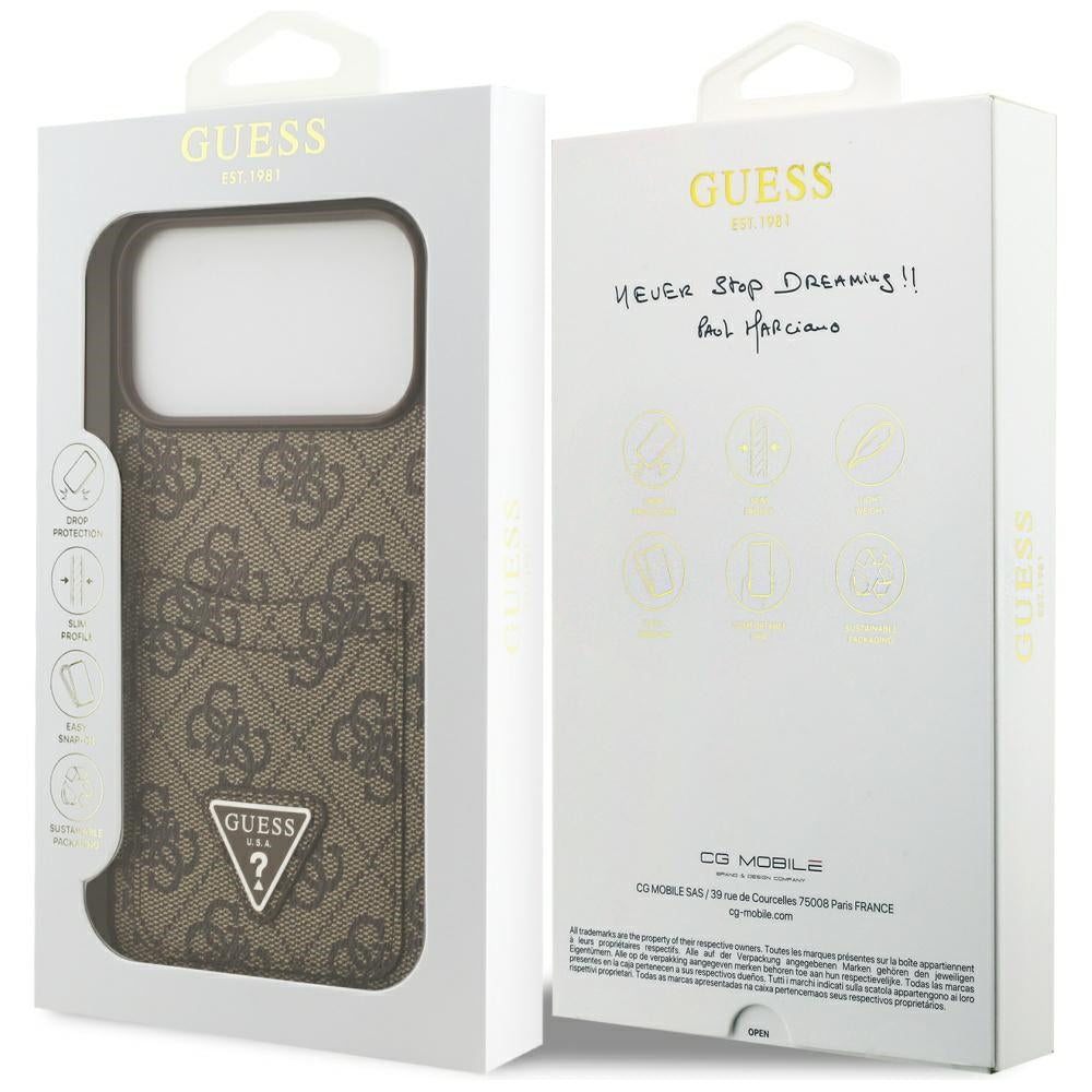 Futrola za Apple iPhone 17 Pro Max, Guess, 4G Double Card Triangle, Braon