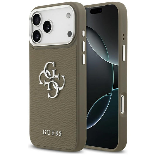 Futrola za Apple iPhone 17 Pro Max, Guess, 4G Grained Big And Classic Logo, Braon Srebrna