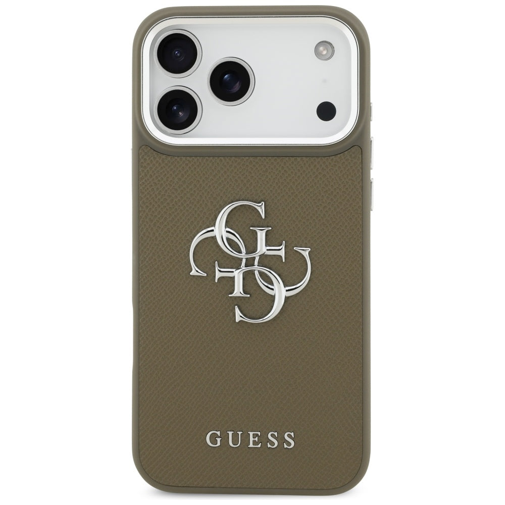 Futrola za Apple iPhone 17 Pro Max, Guess, 4G Grained Big And Classic Logo, Braon Srebrna
