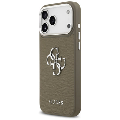 Futrola za Apple iPhone 17 Pro Max, Guess, 4G Grained Big And Classic Logo, Braon Srebrna