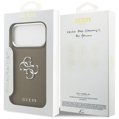 Futrola za Apple iPhone 17 Pro Max, Guess, 4G Grained Big And Classic Logo, Braon Srebrna