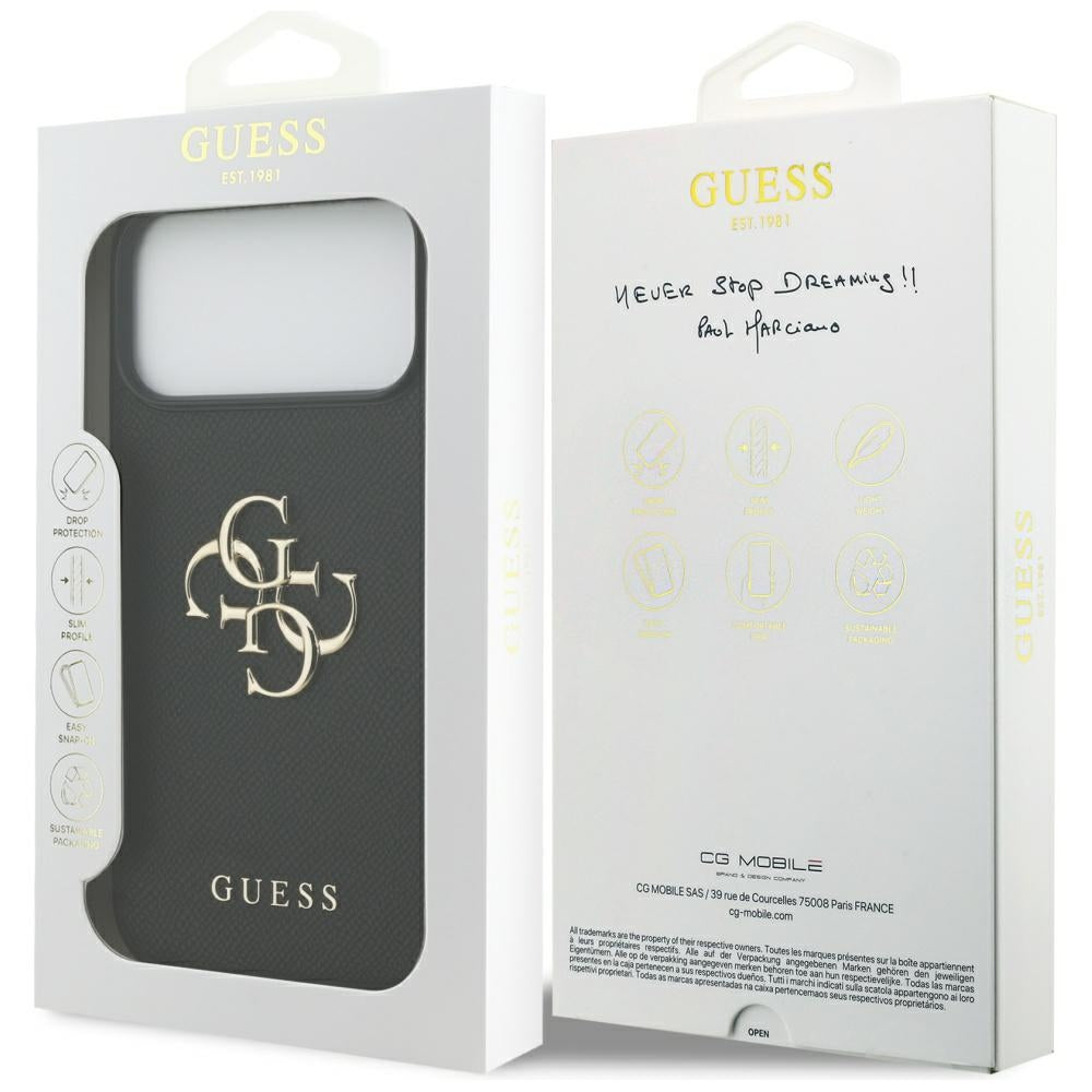 Futrola za Apple iPhone 17 Pro Max, Guess, 4G Grained Big and Classic Logo, Crna