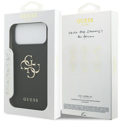 Futrola za Apple iPhone 17 Pro Max, Guess, 4G Grained Big and Classic Logo, Crna