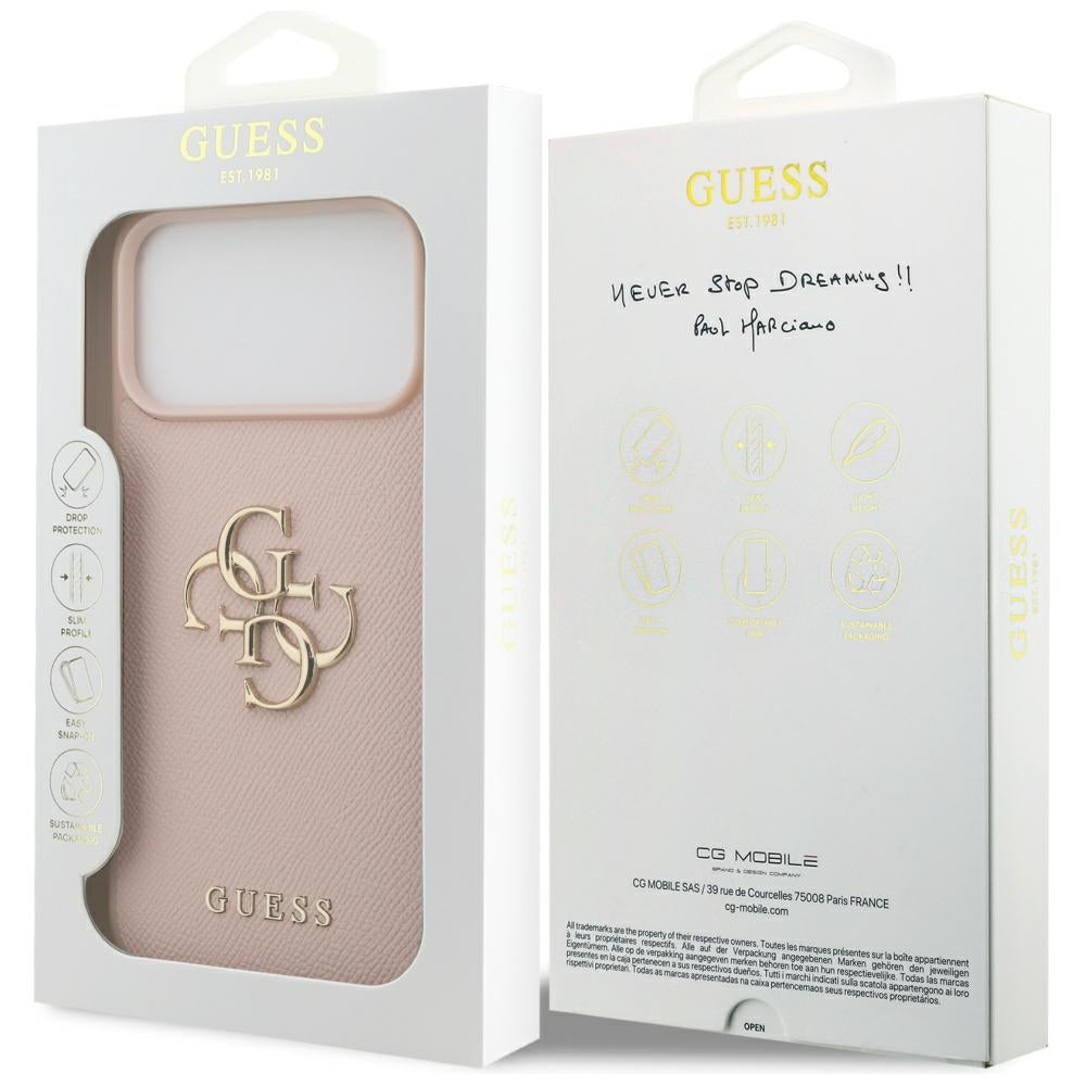 Futrola za Apple iPhone 17 Pro Max, Guess, 4G Grained Big and Classic Logo, Roze