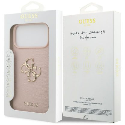 Futrola za Apple iPhone 17 Pro Max, Guess, 4G Grained Big and Classic Logo, Roze