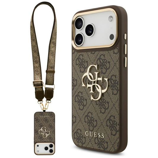 Futrola za Apple iPhone 17 Pro Max, Guess, Big 4G Classic Logo with Big Strap, Braon