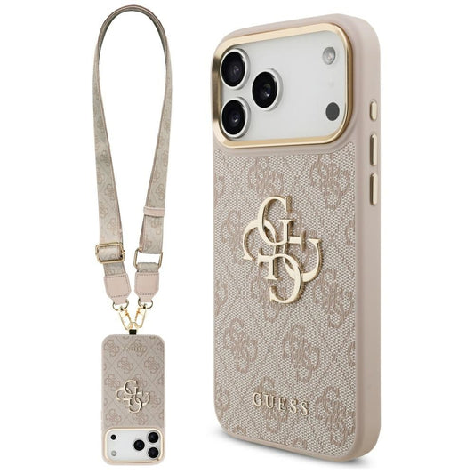 Futrola za Apple iPhone 17 Pro Max, Guess, Big 4G Classic Logo with Big Strap, Roze