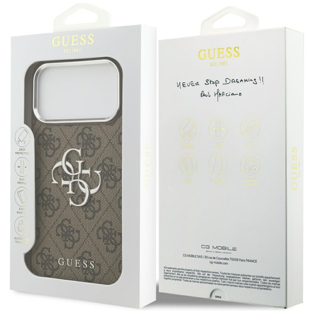Futrola za Apple iPhone 17 Pro Max, Guess, Big 4G Logo Classic, Braon Srebrna