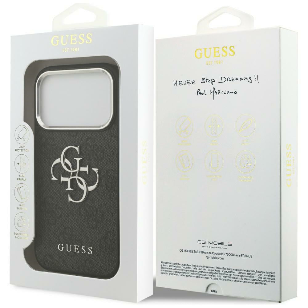 Futrola za Apple iPhone 17 Pro Max, Guess, Big 4G Logo Classic, Crno Srebrna