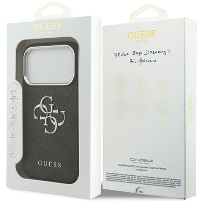Futrola za Apple iPhone 17 Pro Max, Guess, Big 4G Logo Classic, Crno Srebrna