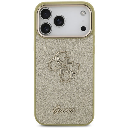 Futrola za Apple iPhone 17 Pro Max, Guess, Fixed Glitter Big 4G Metal Frame, Zlatna