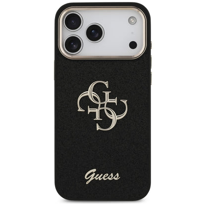 Futrola za Apple iPhone 17 Pro Max, Guess, Fixed Glitter Big 4G Metal Frame, Crna
