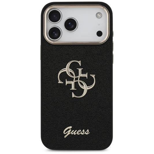 Futrola za Apple iPhone 17 Pro Max, Guess, Fixed Glitter Big 4G Metal Frame, Crna