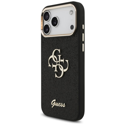 Futrola za Apple iPhone 17 Pro Max, Guess, Fixed Glitter Big 4G Metal Frame, Crna