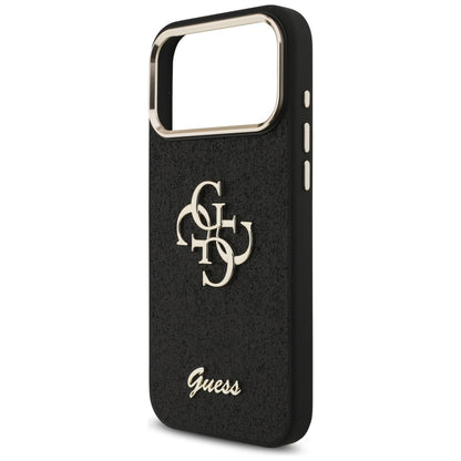 Futrola za Apple iPhone 17 Pro Max, Guess, Fixed Glitter Big 4G Metal Frame, Crna