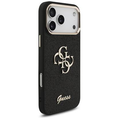Futrola za Apple iPhone 17 Pro Max, Guess, Fixed Glitter Big 4G Metal Frame, Crna