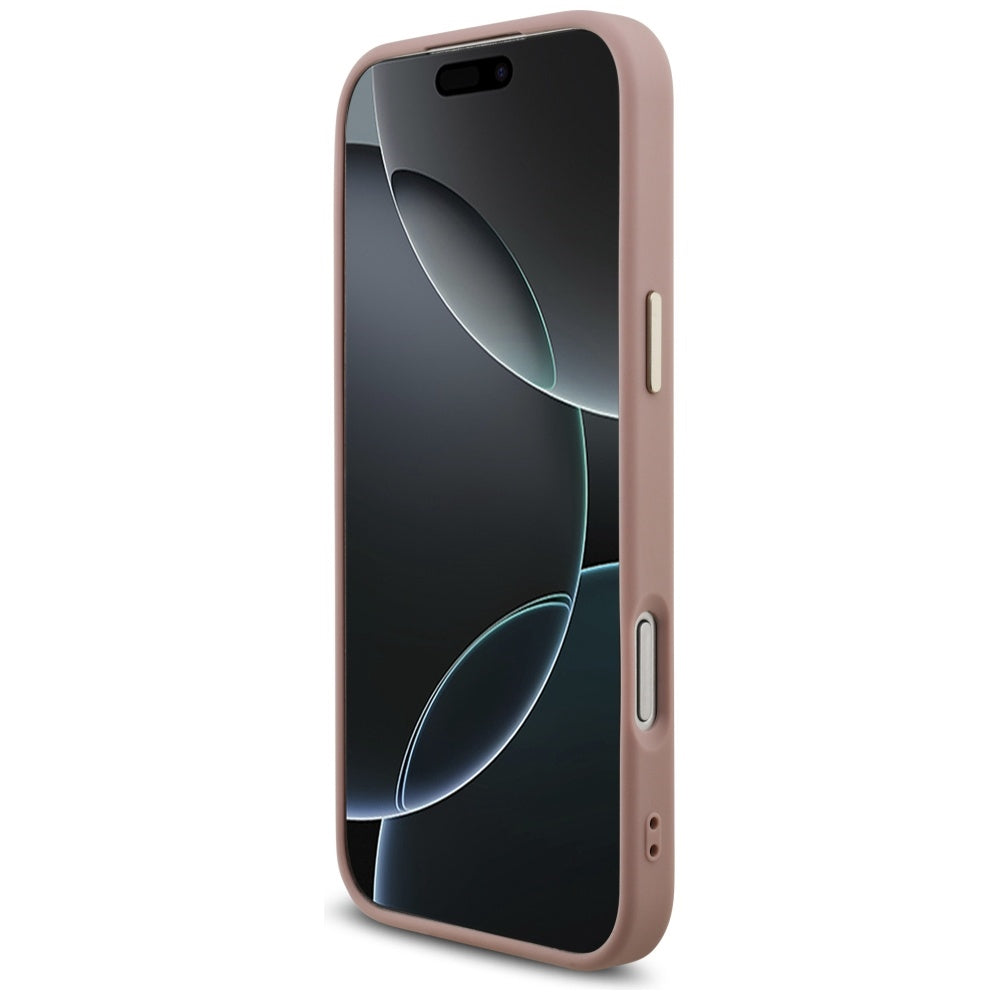 Futrola za Apple iPhone 17 Pro Max, Guess, Fixed Glitter Big 4G Metal Frame, Roze