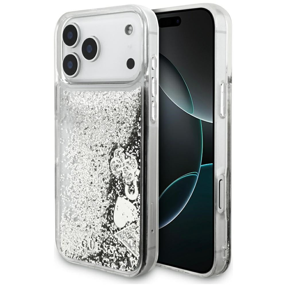 Futrola za Apple iPhone 17 Pro Max, Guess, Liquid Glitter Charms, Srebrna