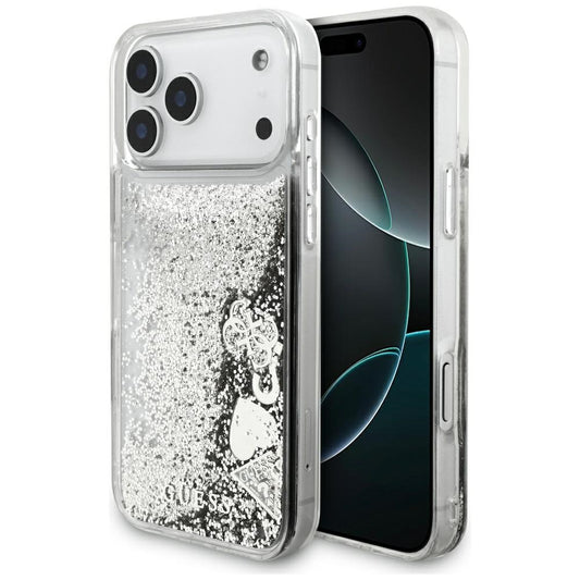 Futrola za Apple iPhone 17 Pro Max, Guess, Liquid Glitter Charms, Srebrna