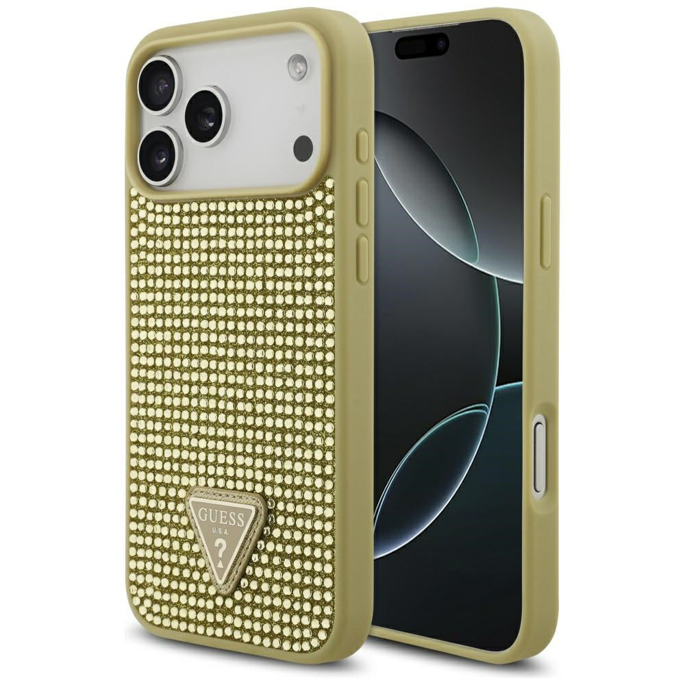 Futrola za Apple iPhone 17 Pro Max, Guess, Rhinestone Triangle Logo, Zlatna