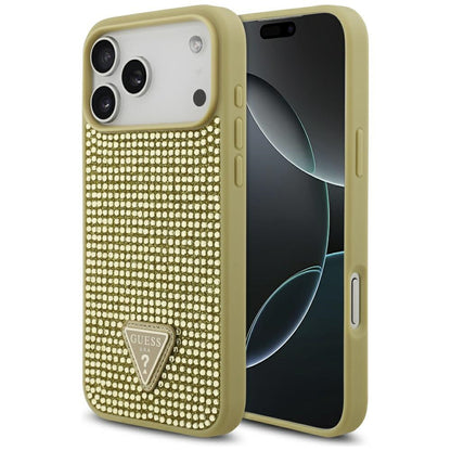 Futrola za Apple iPhone 17 Pro Max, Guess, Rhinestone Triangle Logo, Zlatna