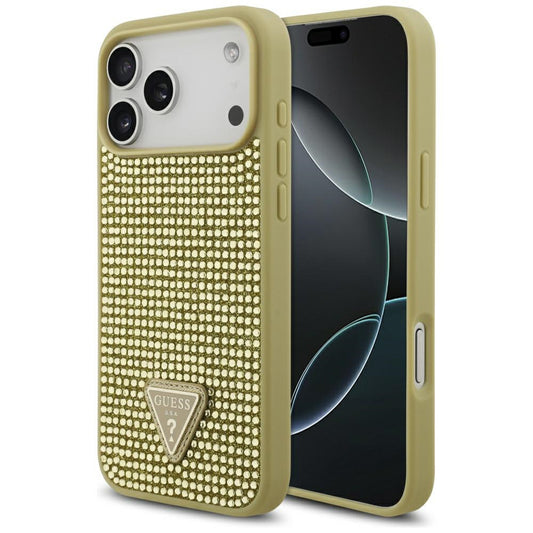 Futrola za Apple iPhone 17 Pro Max, Guess, Rhinestone Triangle Logo, Zlatna