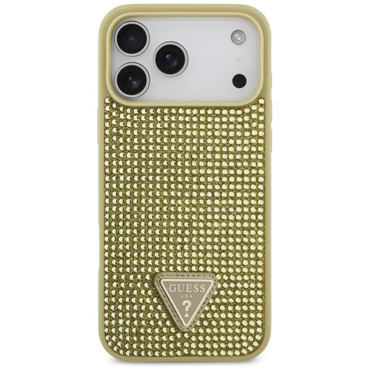 Futrola za Apple iPhone 17 Pro Max, Guess, Rhinestone Triangle Logo, Zlatna