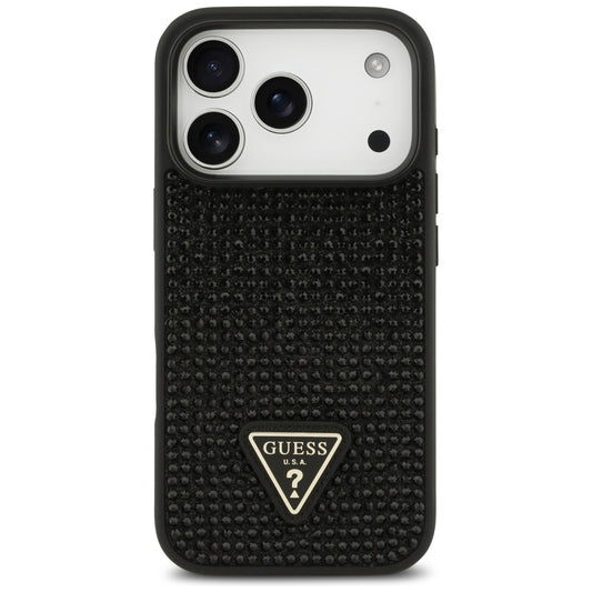 Futrola za Apple iPhone 17 Pro Max, Guess, Rhinestone Triangle Logo, Crna