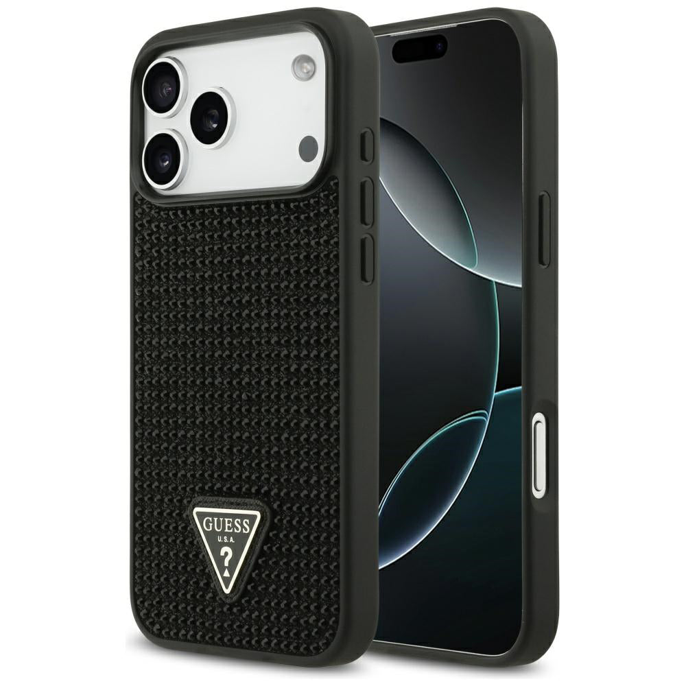 Futrola za Apple iPhone 17 Pro Max, Guess, Rhinestone Triangle Logo, Crna