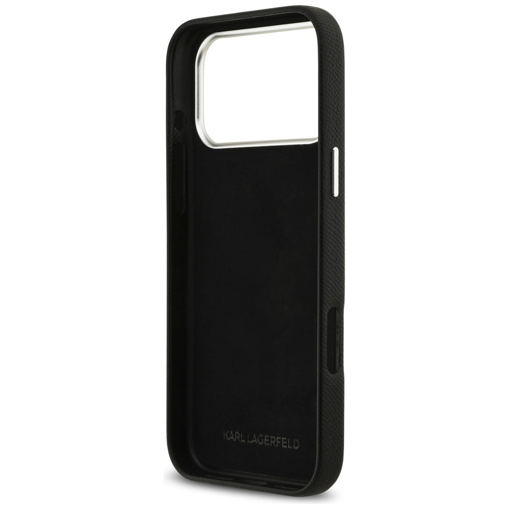 Futrola za Apple iPhone 17 Pro Max, Karl Lagerfeld, FW Grained Signature Logo, Crna