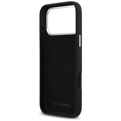 Futrola za Apple iPhone 17 Pro Max, Karl Lagerfeld, FW Grained Signature Logo, Crna