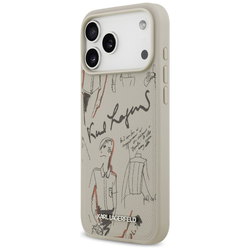 Futrola za Apple iPhone 17 Pro Max, Karl Lagerfeld, Grained Pattern Logo, Siva