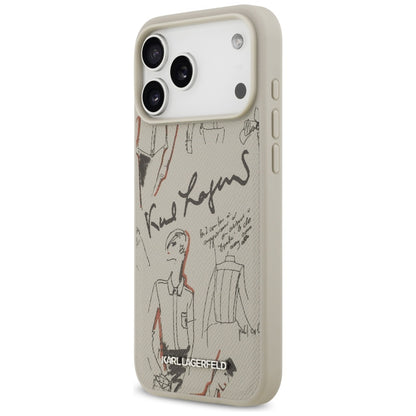Futrola za Apple iPhone 17 Pro Max, Karl Lagerfeld, Grained Pattern Logo, Siva