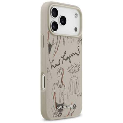 Futrola za Apple iPhone 17 Pro Max, Karl Lagerfeld, Grained Pattern Logo, Siva