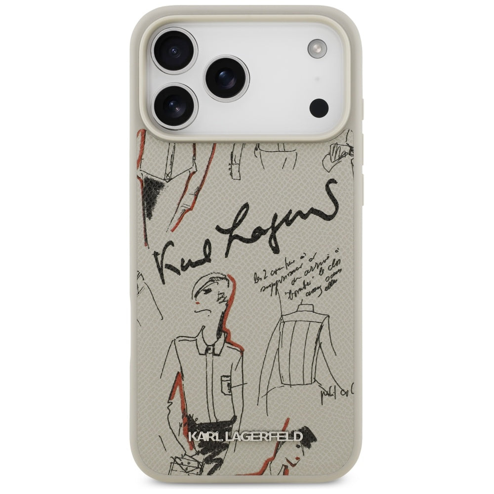 Futrola za Apple iPhone 17 Pro Max, Karl Lagerfeld, Grained Pattern Logo, Siva