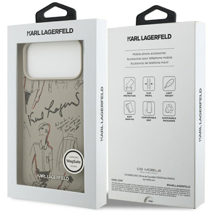 Futrola za Apple iPhone 17 Pro Max, Karl Lagerfeld, Grained Pattern Logo, Siva
